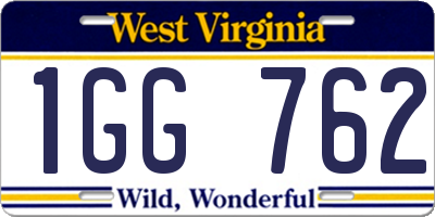 WV license plate 1GG762