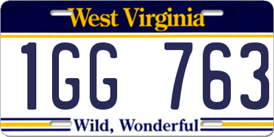 WV license plate 1GG763