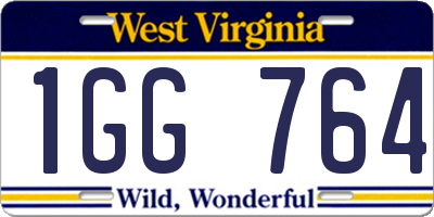 WV license plate 1GG764