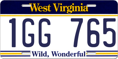 WV license plate 1GG765