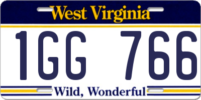 WV license plate 1GG766