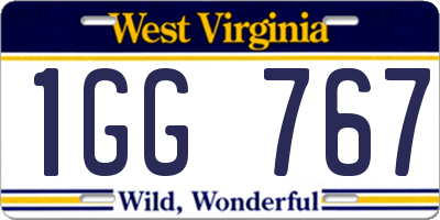 WV license plate 1GG767