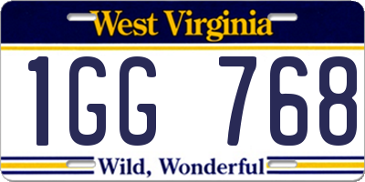 WV license plate 1GG768