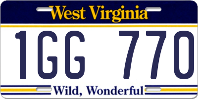 WV license plate 1GG770