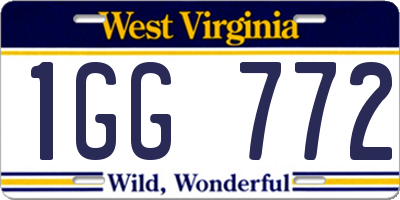 WV license plate 1GG772