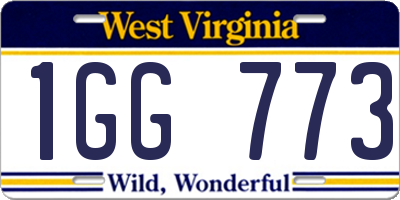 WV license plate 1GG773