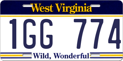 WV license plate 1GG774