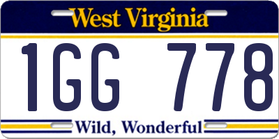 WV license plate 1GG778