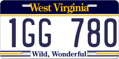 WV license plate 1GG780