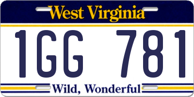WV license plate 1GG781