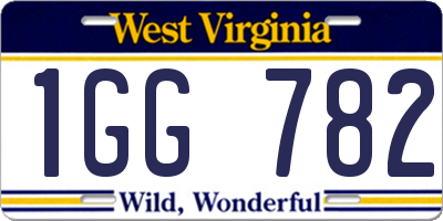 WV license plate 1GG782