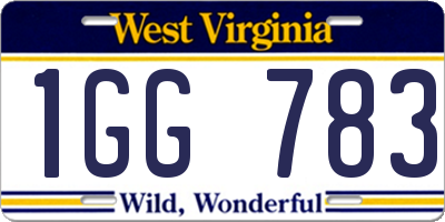 WV license plate 1GG783