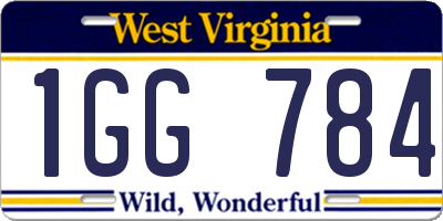 WV license plate 1GG784