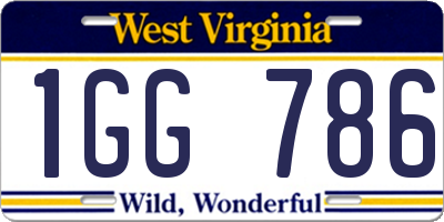 WV license plate 1GG786