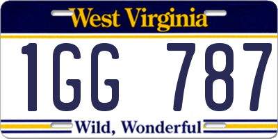WV license plate 1GG787