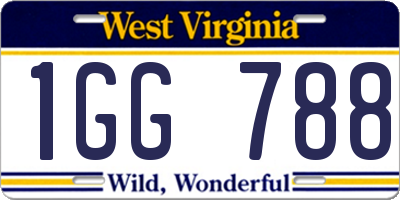 WV license plate 1GG788