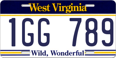 WV license plate 1GG789