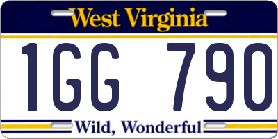 WV license plate 1GG790