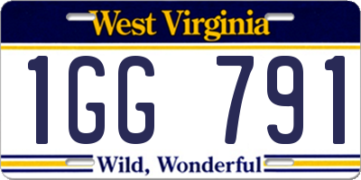 WV license plate 1GG791