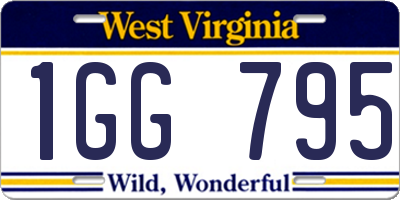 WV license plate 1GG795