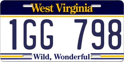 WV license plate 1GG798