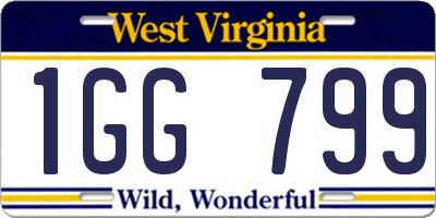 WV license plate 1GG799