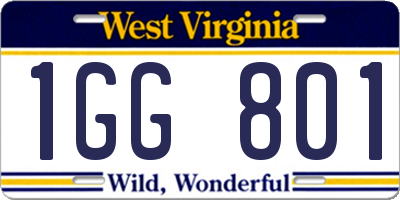 WV license plate 1GG801