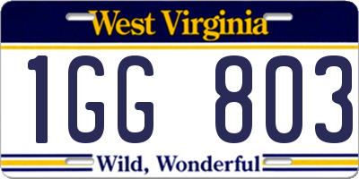 WV license plate 1GG803