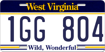 WV license plate 1GG804