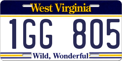 WV license plate 1GG805