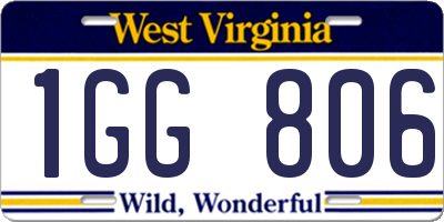 WV license plate 1GG806