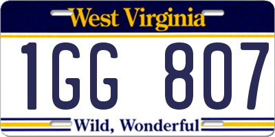 WV license plate 1GG807