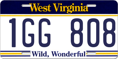 WV license plate 1GG808