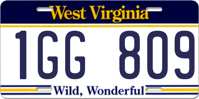 WV license plate 1GG809
