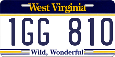 WV license plate 1GG810
