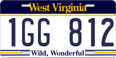 WV license plate 1GG812