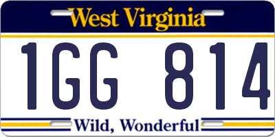 WV license plate 1GG814