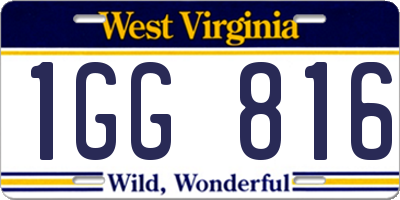 WV license plate 1GG816