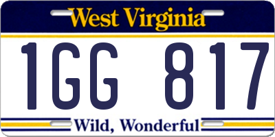 WV license plate 1GG817