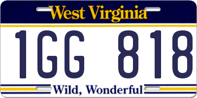 WV license plate 1GG818