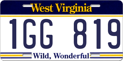 WV license plate 1GG819