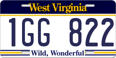WV license plate 1GG822
