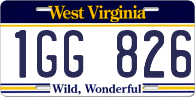 WV license plate 1GG826