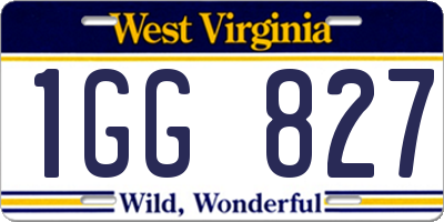 WV license plate 1GG827