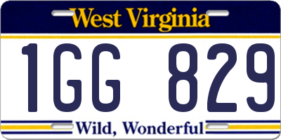 WV license plate 1GG829