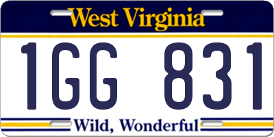 WV license plate 1GG831
