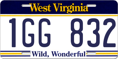 WV license plate 1GG832