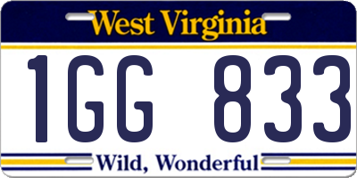WV license plate 1GG833
