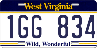 WV license plate 1GG834