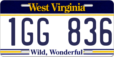 WV license plate 1GG836